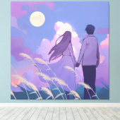 Maanverlichte gezelschap canvas afdruk (Insitu (Houten vloer))