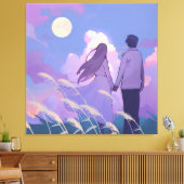Maanverlichte gezelschap canvas afdruk (Insitu (Woonkamer))