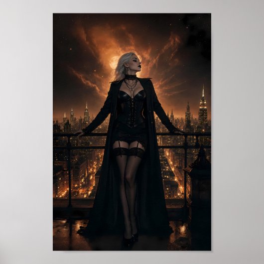 Maanverlichte Gotische Noir Silhouette Droom Poste Poster (Voorkant)