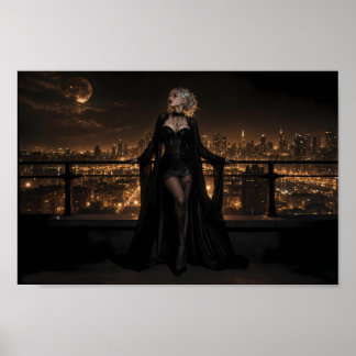 Maanverlichte Gotische Silhouette Elegantie Kunstp Poster