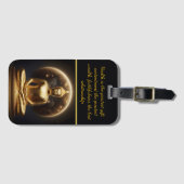 Maanverlichte Gouden Boeddha. AI-kunst Bagagelabel (Voorkant (horizontaal))