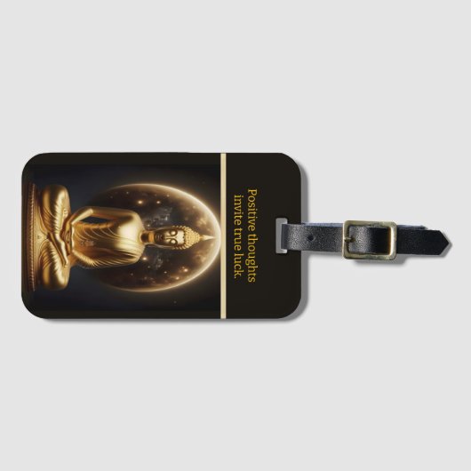 Maanverlichte Gouden Boeddha. AI-kunst Bagagelabel (Voorkant (horizontaal))