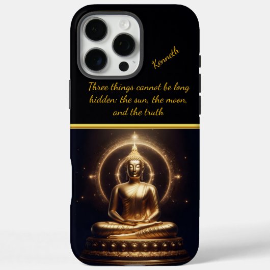 Maanverlichte Gouden Boeddha. AI-kunst Case-Mate iPhone Case (Achterkant)