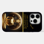 Maanverlichte Gouden Boeddha. AI-kunst Case-Mate iPhone Case (Achterkant (horizontaal))