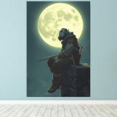 Maanverlichte Half-Ork Bard Fantasie Canvasprint Canvas Afdruk (Insitu (Houten vloer))