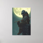 Maanverlichte Half-Ork Bard Portret Canvasprint Canvas Afdruk (Voorkant)