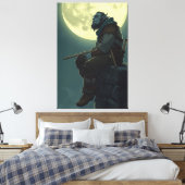 Maanverlichte Half-Ork Bard Portret Canvasprint Canvas Afdruk (Insitu (Slaapkamer))