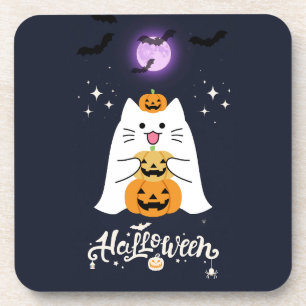 Maanverlichte Halloween Kat – Griezelige & Zoete N Bier Onderzetter