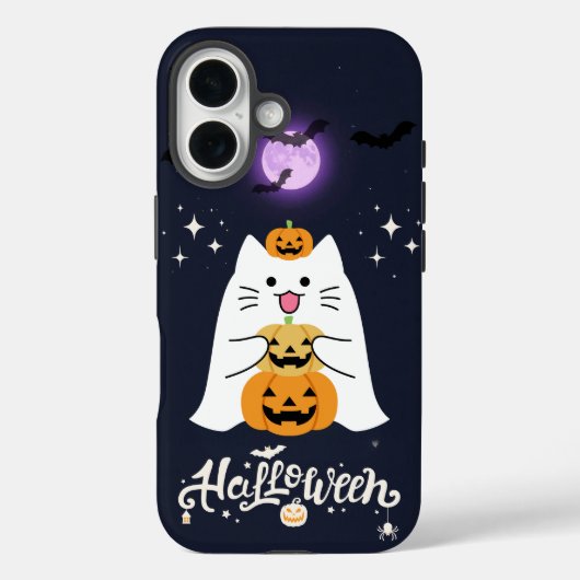 Maanverlichte Halloween Kat – Griezelige & Zoete N Case-Mate iPhone Case (Achterkant)