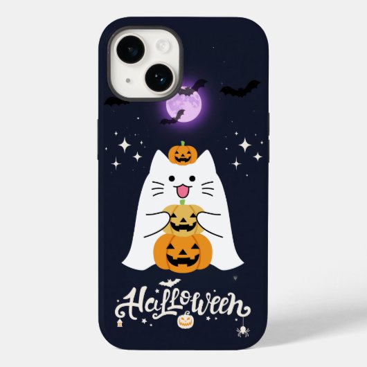 Maanverlichte Halloween Kat – Griezelige & Zoete N Case-Mate iPhone Case (Achterkant)