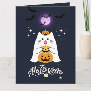 Maanverlichte Halloween Kat – Griezelige & Zoete N Kaart