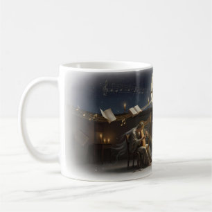 Maanverlichte Harp Hemelse Muze Opkomende Nacht Mo Koffiemok