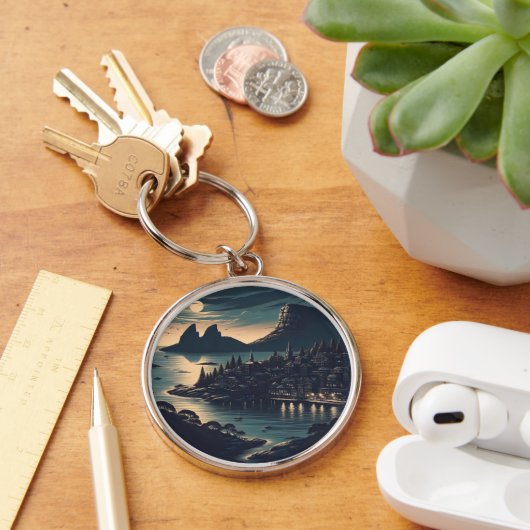 Maanverlichte Haven Sleutelhanger (Bureau)