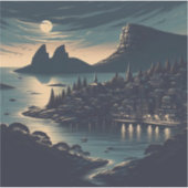 Maanverlichte haven sticker (Voorkant)