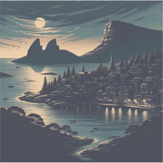 Maanverlichte haven sticker (Voorkant)