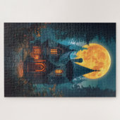 Maanverlichte heksenhuisje puzzel (Horizontaal)