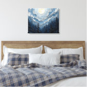 Maanverlichte hemel boven het bos Premium gewikkel Canvas Afdruk (Insitu (Slaapkamer))