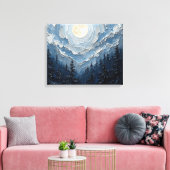 Maanverlichte hemel boven het bos Premium gewikkel Canvas Afdruk (Insitu (Woonkamer))
