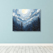Maanverlichte hemel boven het bos Premium gewikkel Canvas Afdruk (Insitu (Houten vloer))