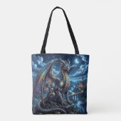 Maanverlichte Hemelse Draken en Kasteel Tote Bag (Achterkant)