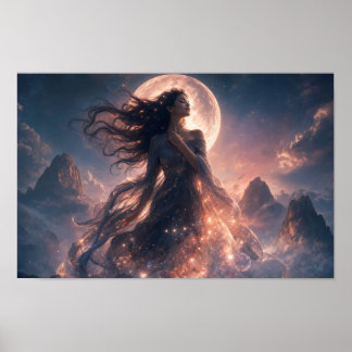 Maanverlichte Hemelse Droomlandschap Kunstposter Poster
