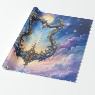 Maanverlichte Hemelse Harp – Dromerige Kosmische F Cadeaupapier