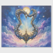 Maanverlichte Hemelse Harp – Dromerige Kosmische F Cadeaupapier (Vlak)