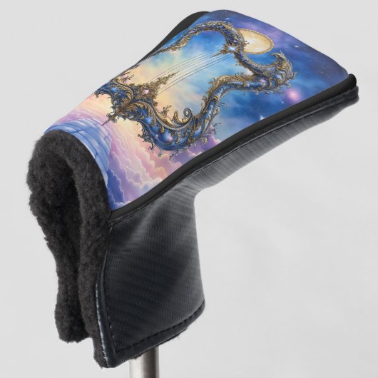 Maanverlichte Hemelse Harp – Dromerige Kosmische F Golfheadcover (3/4 voorkant)