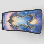 Maanverlichte Hemelse Harp – Dromerige Kosmische F Golfheadcover (Voorkant)