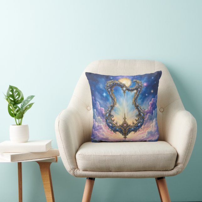 Maanverlichte Hemelse Harp – Dromerige Kosmische F Kussen (Stoel)