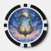 Maanverlichte Hemelse Harp – Dromerige Kosmische F Poker Chips (Voorkant)