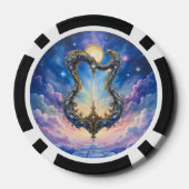 Maanverlichte Hemelse Harp – Dromerige Kosmische F Poker Chips (Achterkant)