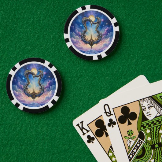 Maanverlichte Hemelse Harp – Dromerige Kosmische F Poker Chips (Pokertafel (Dubbel))