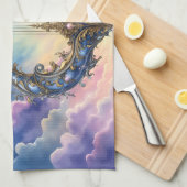 Maanverlichte Hemelse Harp – Dromerige Kosmische F Theedoek (Quarter Fold)