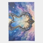 Maanverlichte Hemelse Harp – Dromerige Kosmische F Theedoek (Verticaal)