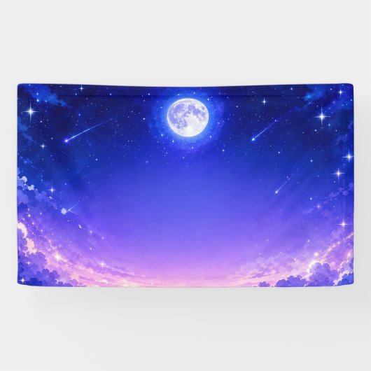 Maanverlichte Hemelse Hemel Fantasie Banner (Horizontaal)