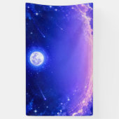 Maanverlichte Hemelse Hemel Fantasie Banner (Verticaal)