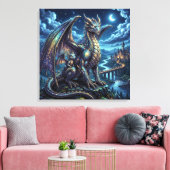 Maanverlichte Hemelse Vader en Zoon Draken   Canvas Afdruk (Insitu (Woonkamer))