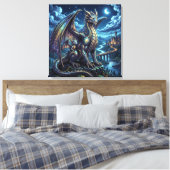 Maanverlichte Hemelse Vader en Zoon Draken   Canvas Afdruk (Insitu (Slaapkamer))