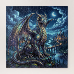 Maanverlichte Hemelse Vader en Zoon Draken Legpuzzel