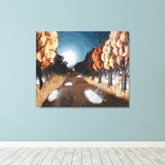 Maanverlichte herfstavond: canvas Grote Uncropped (Insitu (Houten vloer))