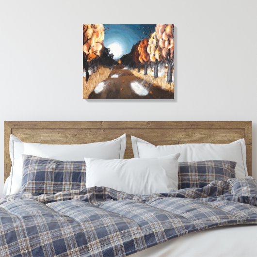 Maanverlichte herfstavond: canvasprint uncropped canvas afdruk (Insitu (Slaapkamer))