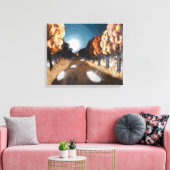 Maanverlichte herfstavond: canvasprint uncropped canvas afdruk (Insitu (Woonkamer))