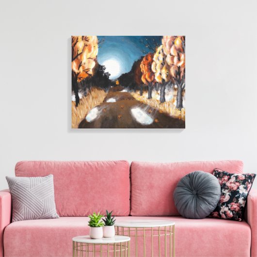 Maanverlichte herfstavond: canvasprint uncropped canvas afdruk (Insitu (Woonkamer))