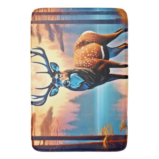 maanverlichte hertenstand badmat (Voorkant Verticaal)