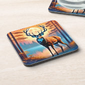 maanverlichte hertenstand bier onderzetter (Linkerzijde)