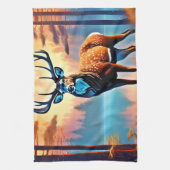 maanverlichte hertenstand theedoek (Verticaal)