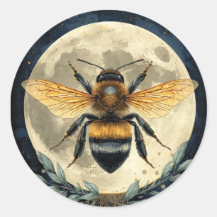 Maanverlichte Hommel Watercolor Kunst Hemelse Bi Ronde Sticker