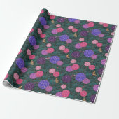 Maanverlichte Hortensiatuin Brons Medium Cadeaupapier (Uitgerold)