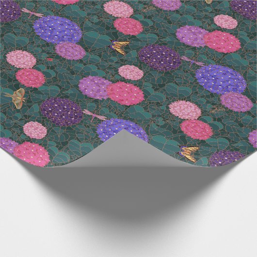 Maanverlichte Hortensiatuin Brons Medium Cadeaupapier (Hoek)